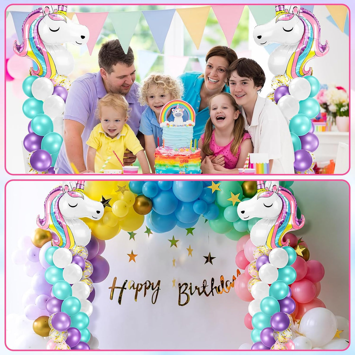 Kasyat 2 Sets Unicorn Balloon Column Stand Kit with 100 Latex Balloons