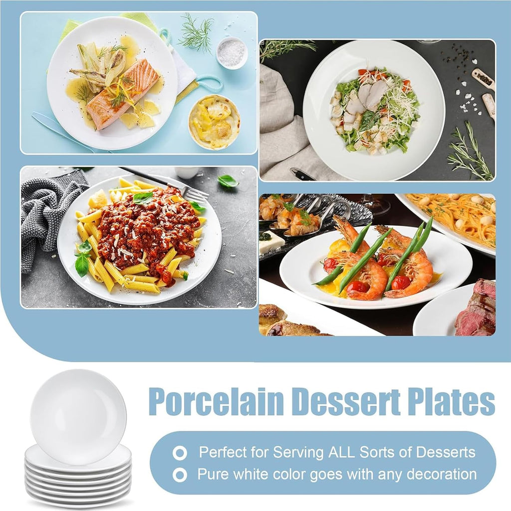 porcelain dessert plates,6 inch white appetizer plates,round small, side view
