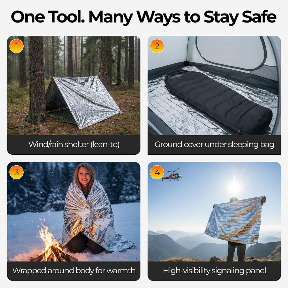 Sierra Madre Emergency Mylar Blanket, Waterproof Survival Shelter (Pack 2)