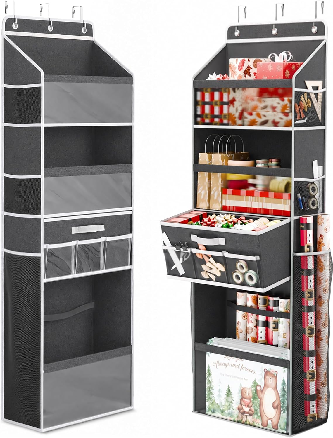 WERNNSAI Wrapping Paper Storage with Removable Drawer & Side Pockets