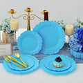50 Pcs Blue Floral Plastic Plates, Fancy Disposable Plate, Heavy Duty Plastic Plates Set include 25 10" Dinner & 25 7.5" Dessert Plates for Party & Wedding