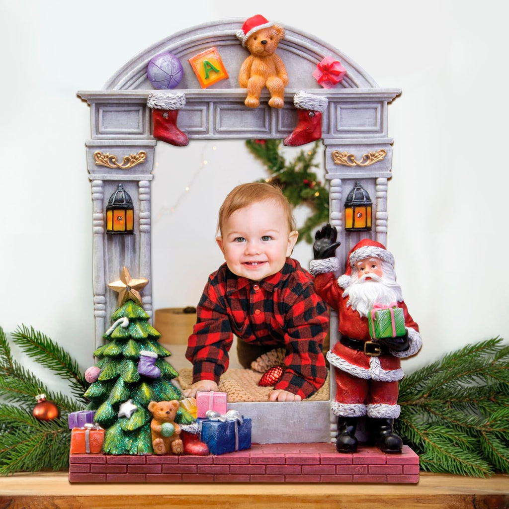 4x6 light up resin picture frame w/santa &, side view
