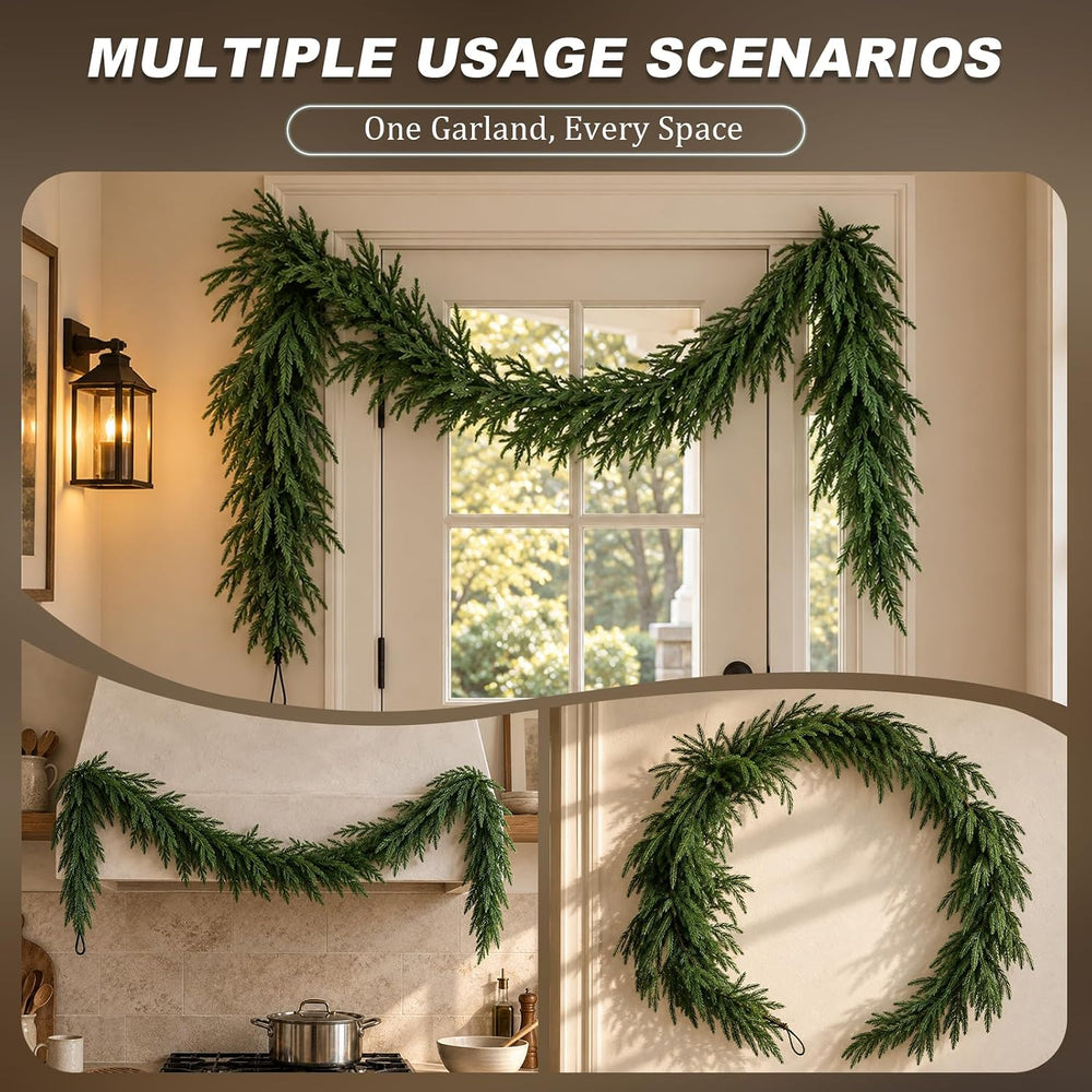 Christmas Norfolk Pine Garland Artificial Greenery Holiday Decor for Mantel