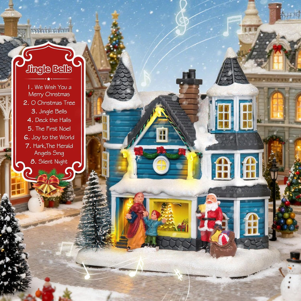 7.4" LED Lighted Christmas Collectible Building with Light & Music Modes