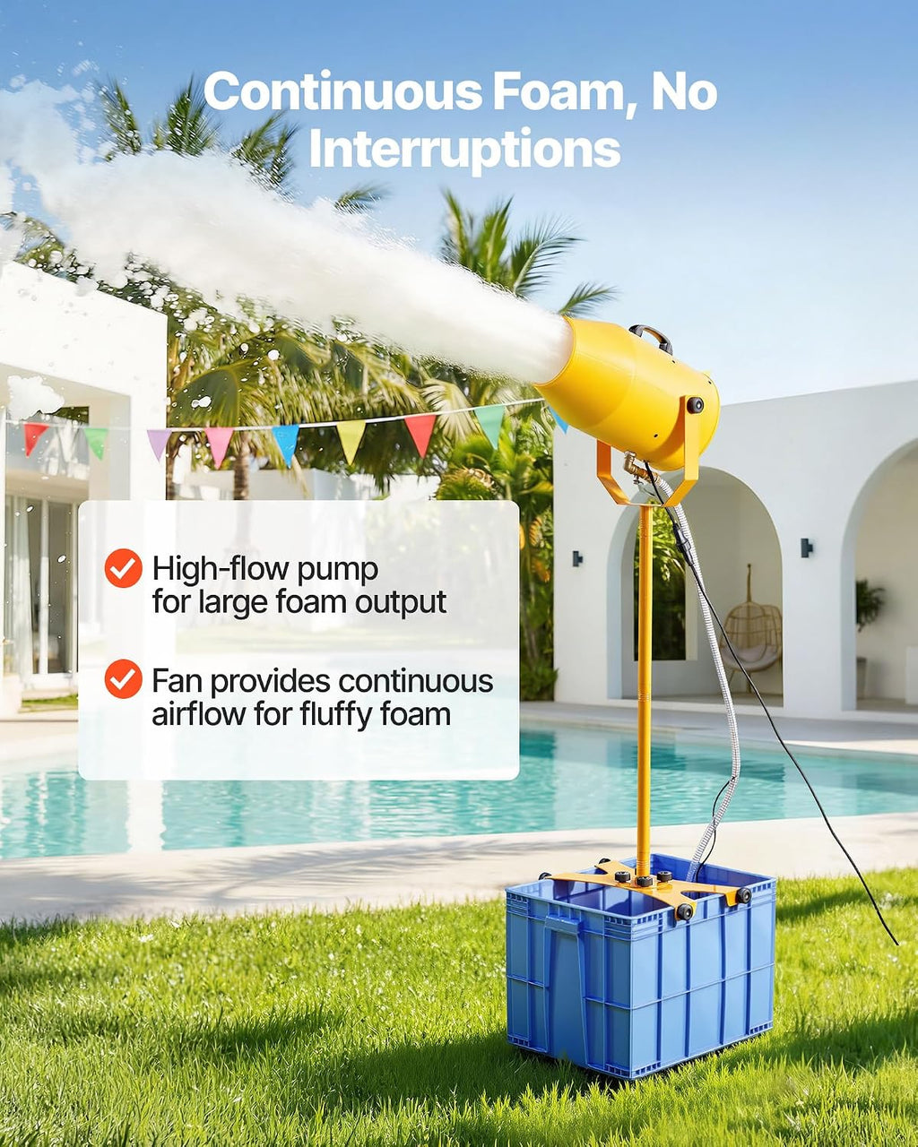 vevor foam machine, 9.84 to 16.40 ft spray, close-up detail