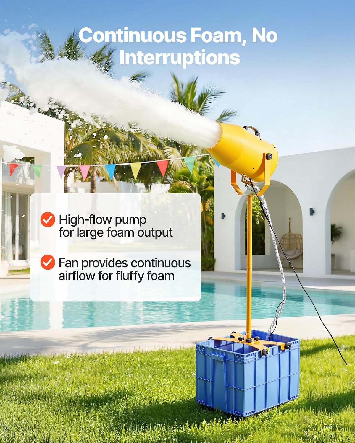 vevor foam machine, 9.84 to 16.40 ft spray, close-up detail