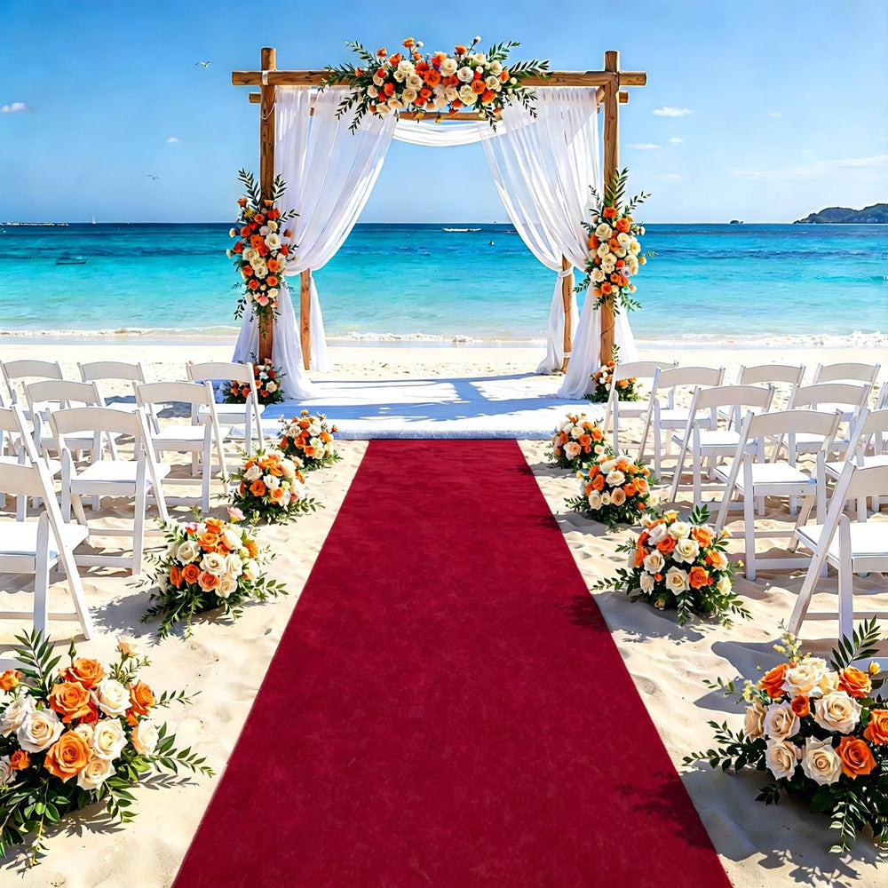 FUHSY Aisle Runner Burgundy Velvet Aisle Runners 4FTx20FT Wedding Aisle Floor...