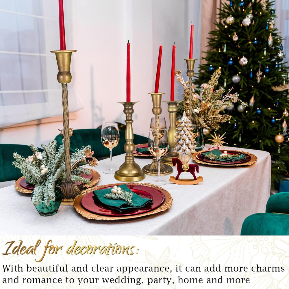 12 Pcs Taper Candlestick Holders Metal Set,Brass Gold,Vintage Style