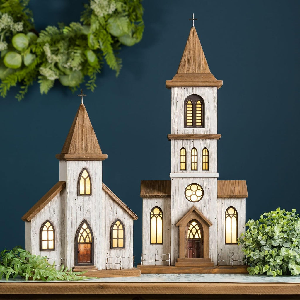 melrose wood and iron church with brown finish shown in use