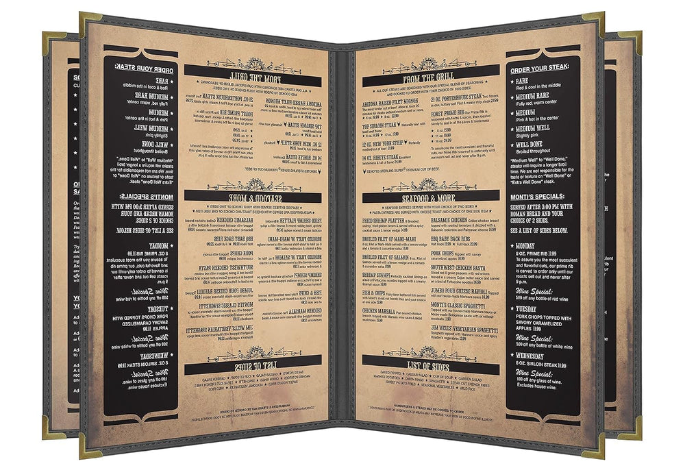 Goodsmart Pajco Style Restaurant Menu Covers – Pack of 10, Side-Loading Menu ...