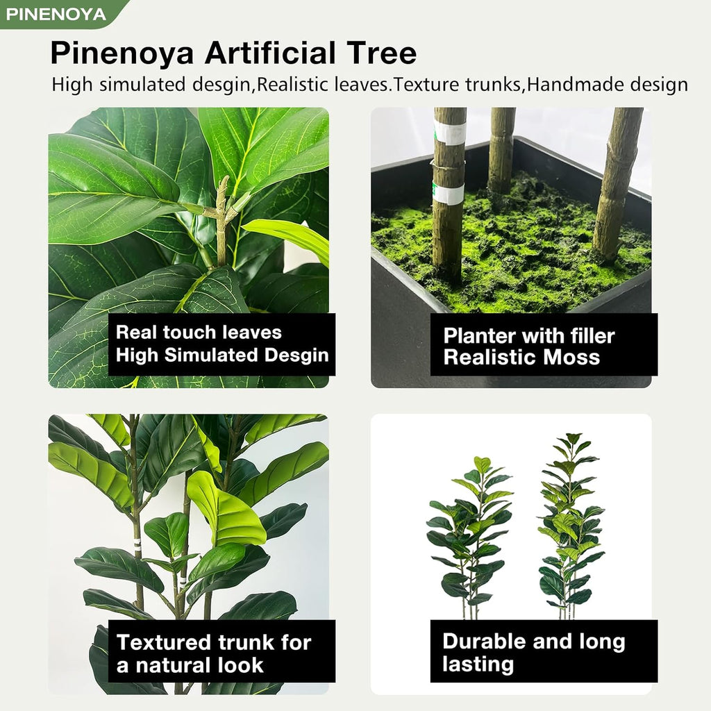 5FT Artificial Fiddle Leaf Fig Tree in Modern Black Planter