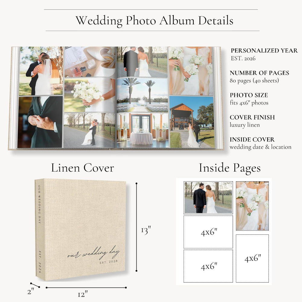 Wedding Photo Album 4x6 Pictures & Custom 2026 Year Linen Picture Scrapbook