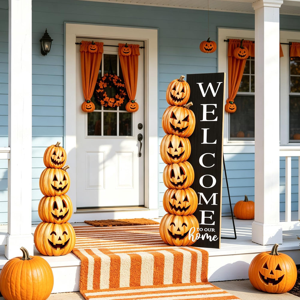 Halloween Welcome Sign for Front Door 41.5"×12.5" Spooky Pumpkin Ya...