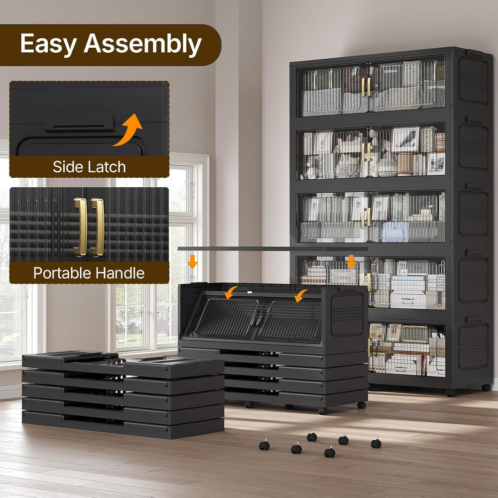 350Gal Extra Large Stackable Storage Bins with Lid, 1400QT Foldable Collapsib...