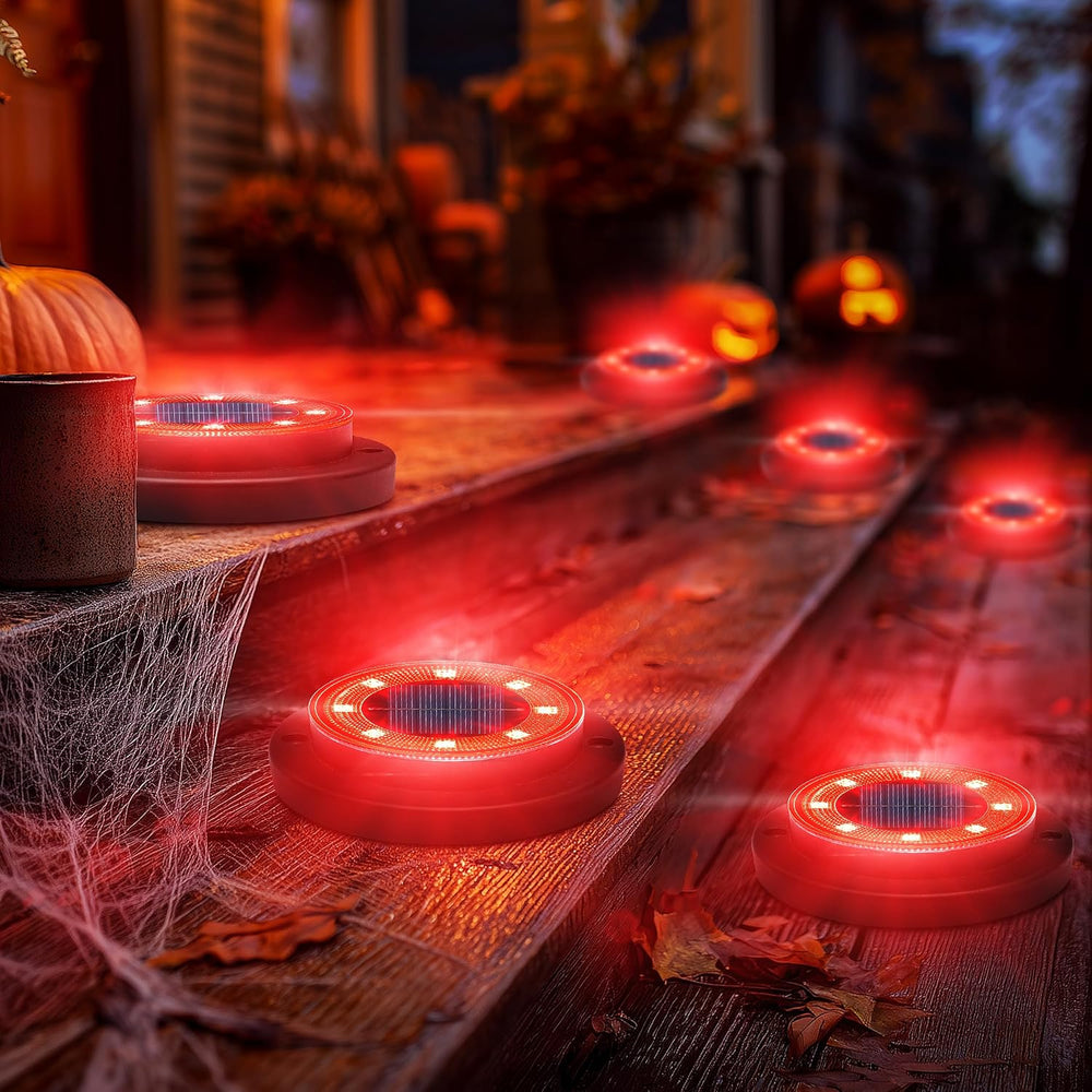 Solar Lights Outdoor Waterproof - Red 12 Pack 2-in-1 Ground Lights