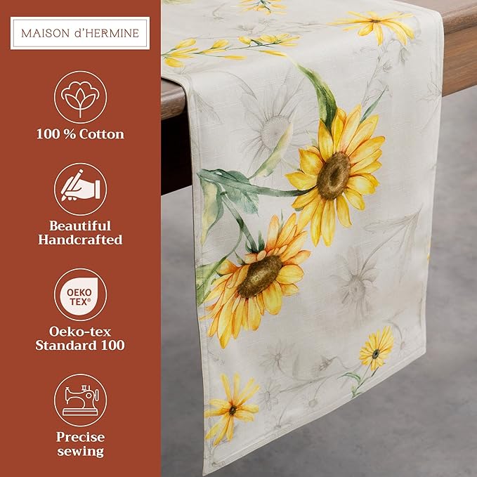 Maison d' Hermine Table Runner 100% Cotton Double Layer Table Runners 108 inches Long Decorative for Home Kitchen Dining Party Baby Shower Wedding Bridal Shower Spring Summer (Candice, 14.50" x 108")