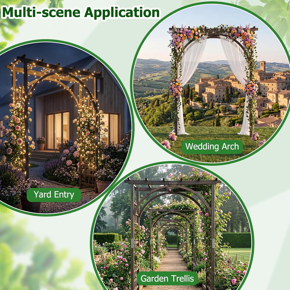 Giantex 85" Wooden Garden Arch Trellis, Wood Flat Top Garden Arbor