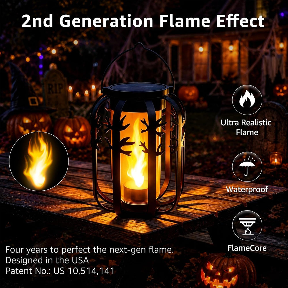 Halloween Solar Lanterns Outdoor 4Packs 4 Lighting Modes USB-C Rechargeable