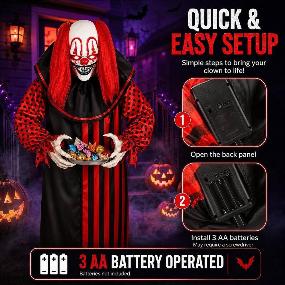 65" Halloween Animatronic Outdoor Decorations, Life Size Talking Clown w...