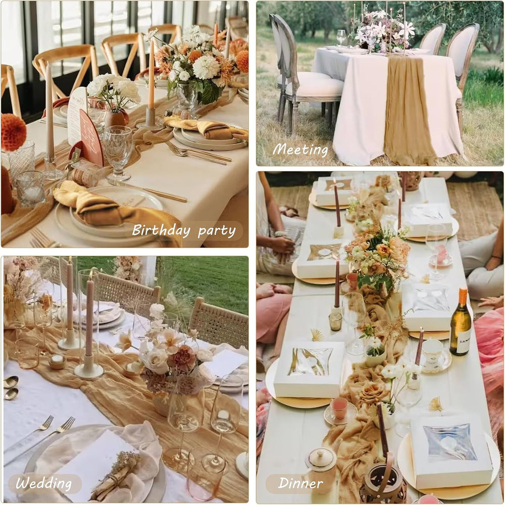 35x120 Inch Nude Cheesecloth Table Runner Neutral Boho Wedding Party Decor