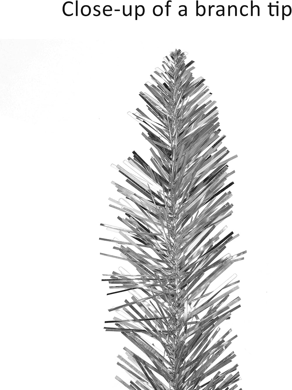 Puleo International 7 ft Pre-Lit Silver Tinsel Artificial Tree 316 Tips 150 C...