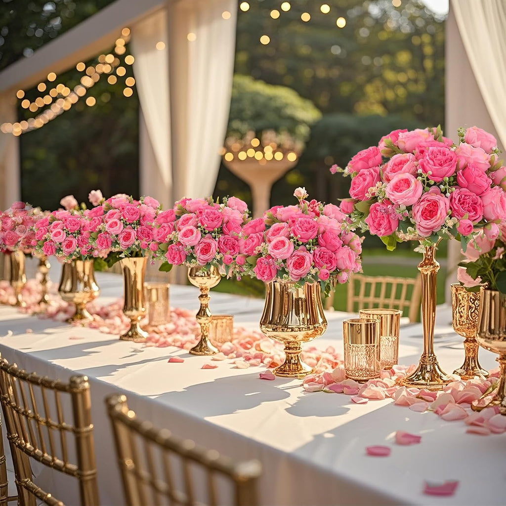 Pink Peonies Artificial Flowers 12 Bouquets,pink Flowers Lifelike Silk Fake Peonies with Stems for Home Table Centerpieces, Wedding, Party & DIY Bridal Floral Arrangements (12, Rose Red + Pink)