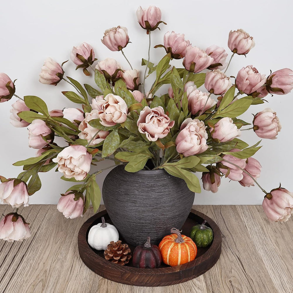 27 Inches 9 PCS Artificial Flowers Stems Peonies - Blush Brown