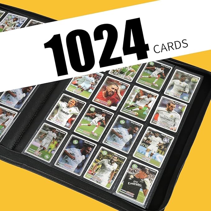 Premium Ringless Trading Card Binder - 1024 Capacity, 16 Side-Loading Pockets per Page, Archival Quality Protection & Anti-Slip Spine for TCG, MTG, Sports Cards (Grass)