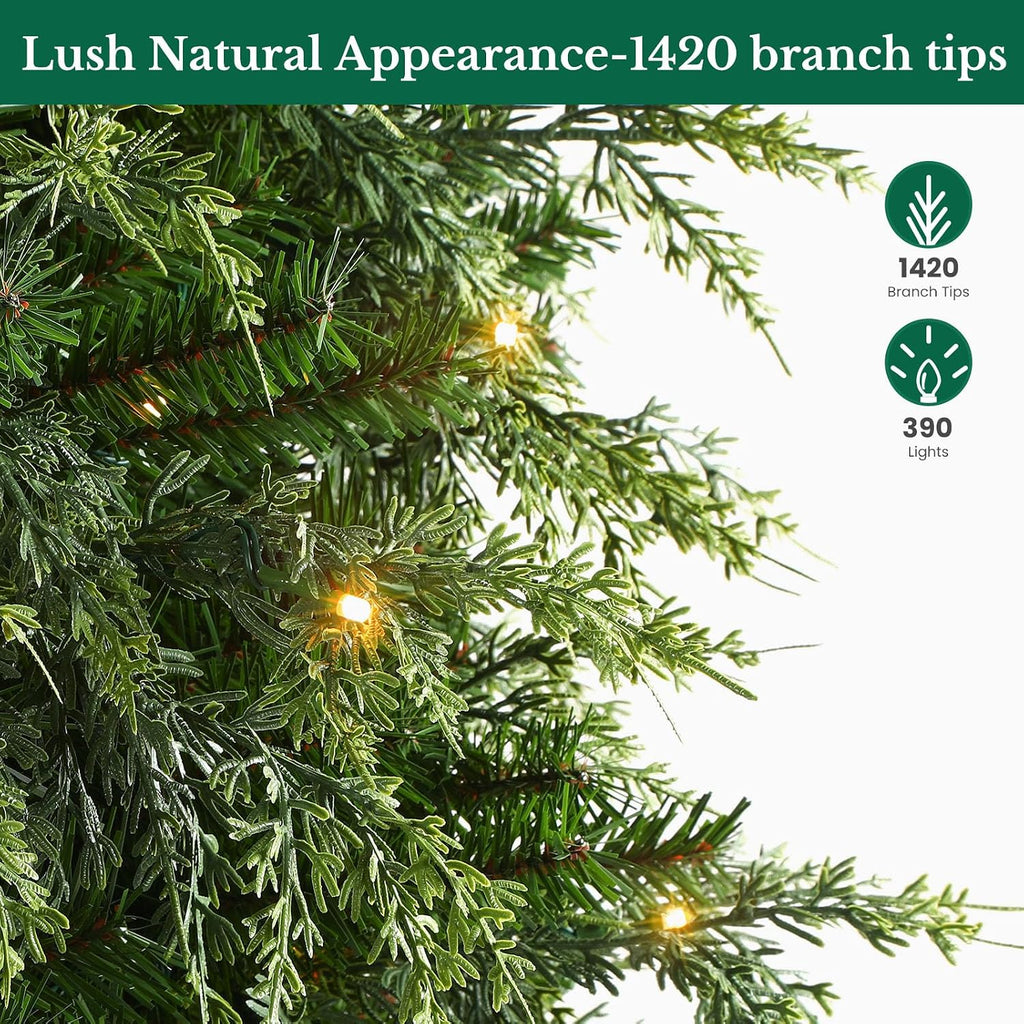 SHareconn 7ft Prelit Artificial Cypress Christmas Tree, Dual Color Lights