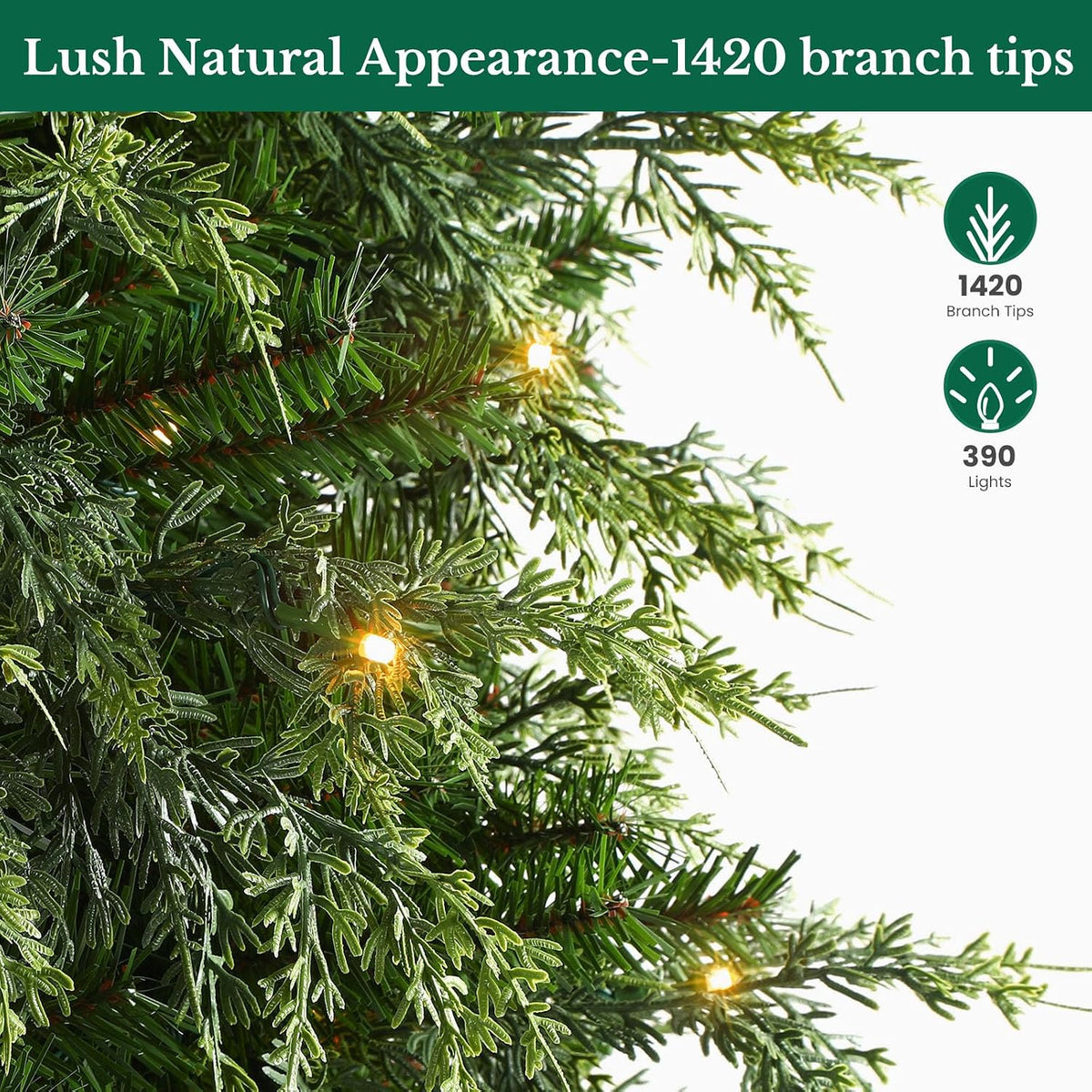 SHareconn 7ft Prelit Artificial Cypress Christmas Tree, Dual Color Lights