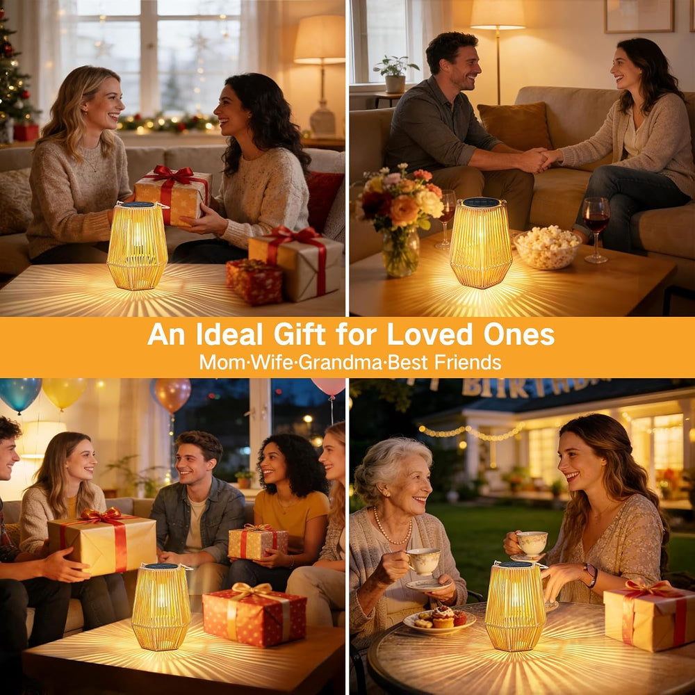 2 Pack Solar Lanterns Outdoor Waterproof, Hanging Rattan Woven Solar Lights w...