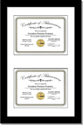Creative Picture Frames 14X20Bk-W Black Vertical Double Diploma Frame With 2 Opening White Mat, Holds 2-8.5X11-Inch Documents With Wall Hanger
