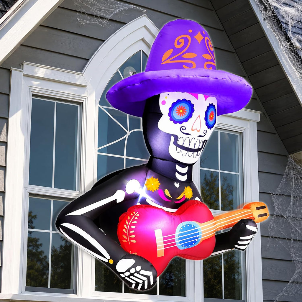3.5 ft day of the dead inflatables sugar shown in use