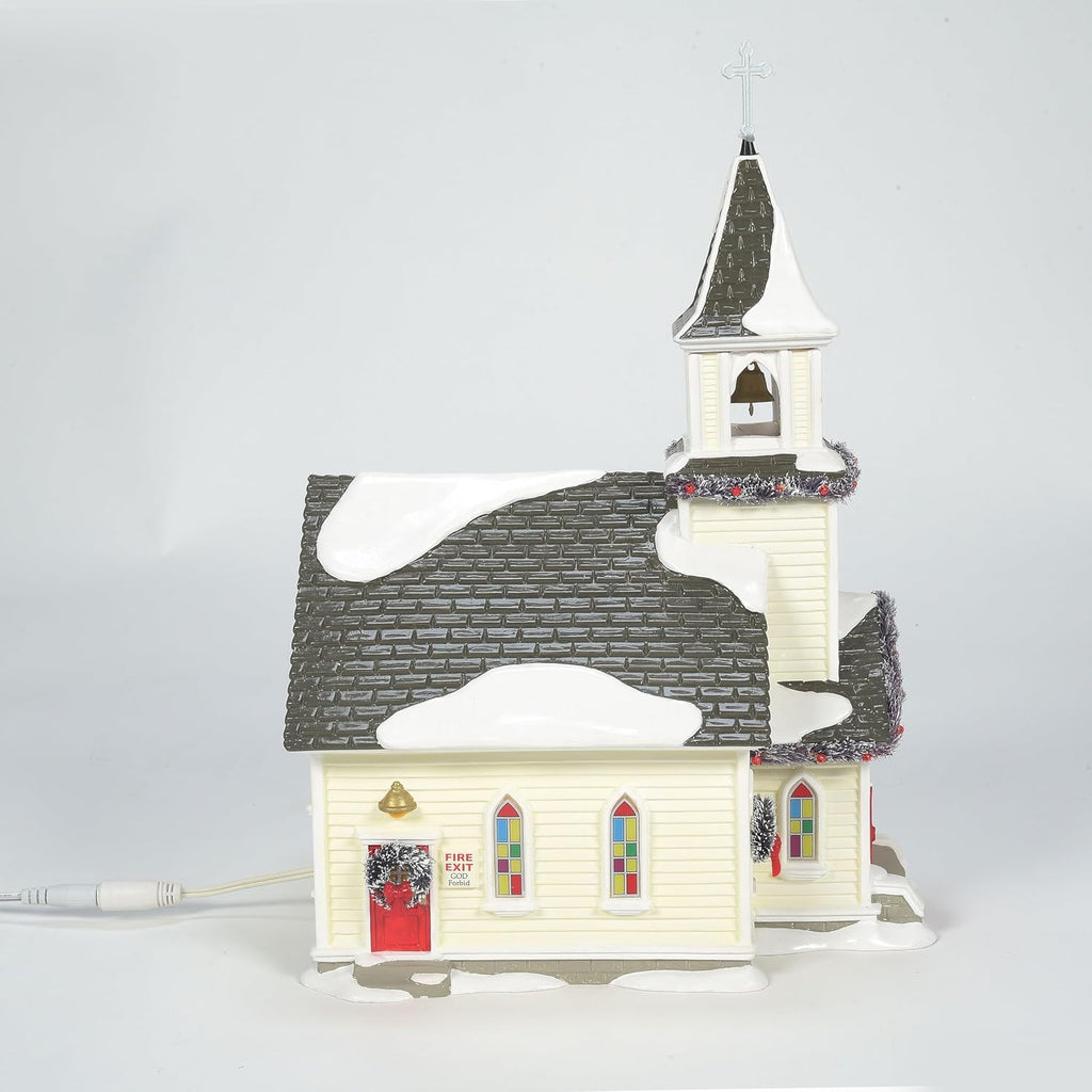 Department 56 Original Snow Village Holy Family Church Lit Building and Figurine Set, 10.63 Inch, Multicolor