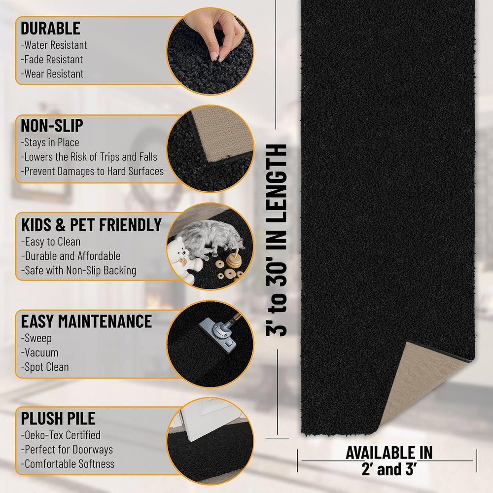 Ottomanson Long Shag Runner Rug 2' x 18', Fluffy Extra Long Hallway R...