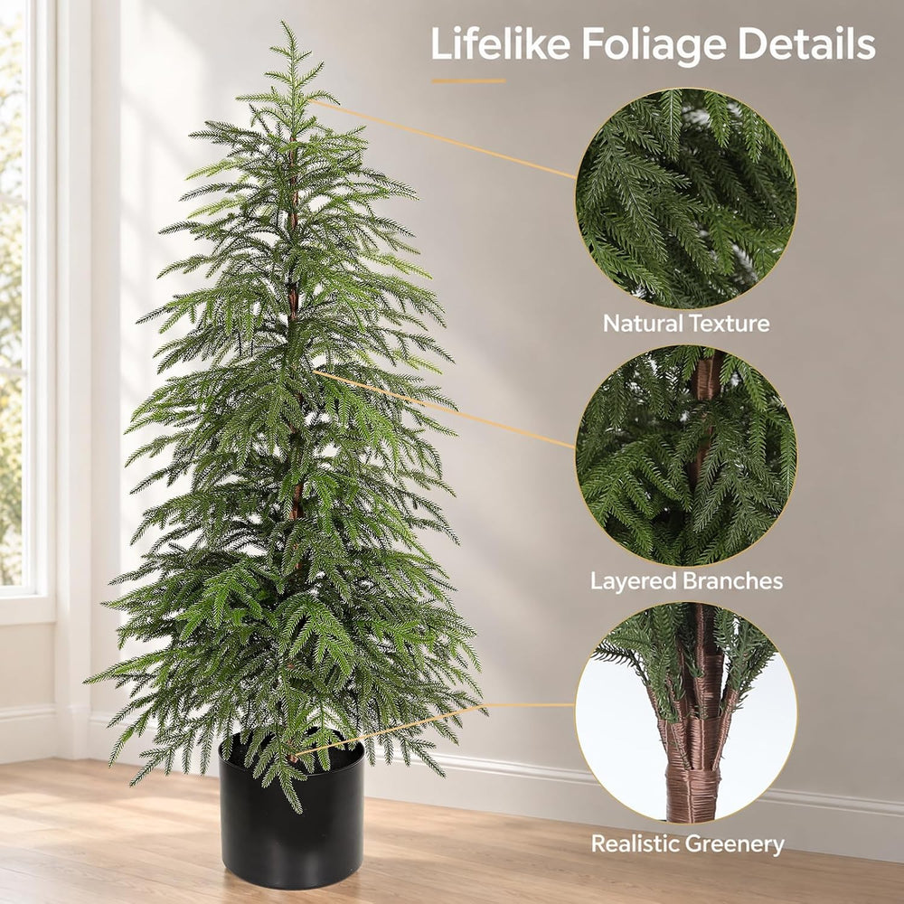 4FT Norfolk Pine Christmas Tree 2Pack, Soft Touch Potted Artificial Trees