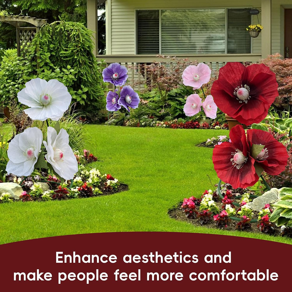 3.2 Ft Giant Red Artificial Poppy Flower For Decoration with Floor Stand
