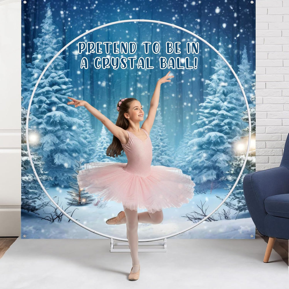 SmoothNovelty Giant Snow Globe Photo Booth Backdrop Winter Scene Wonderland