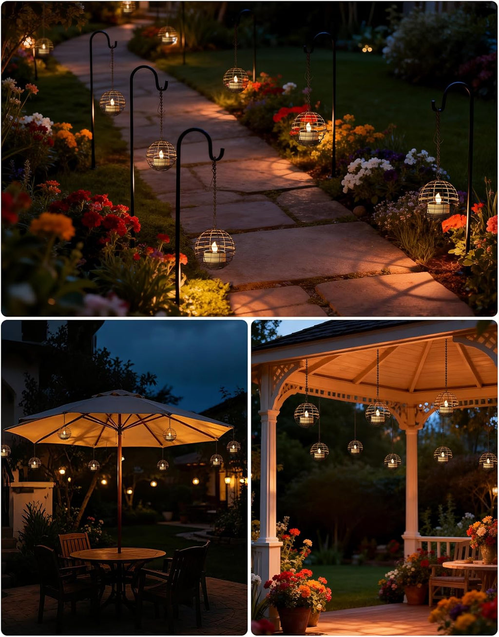 large solar lights outdoor hanging lanterns 12 pack on a desk or shelf