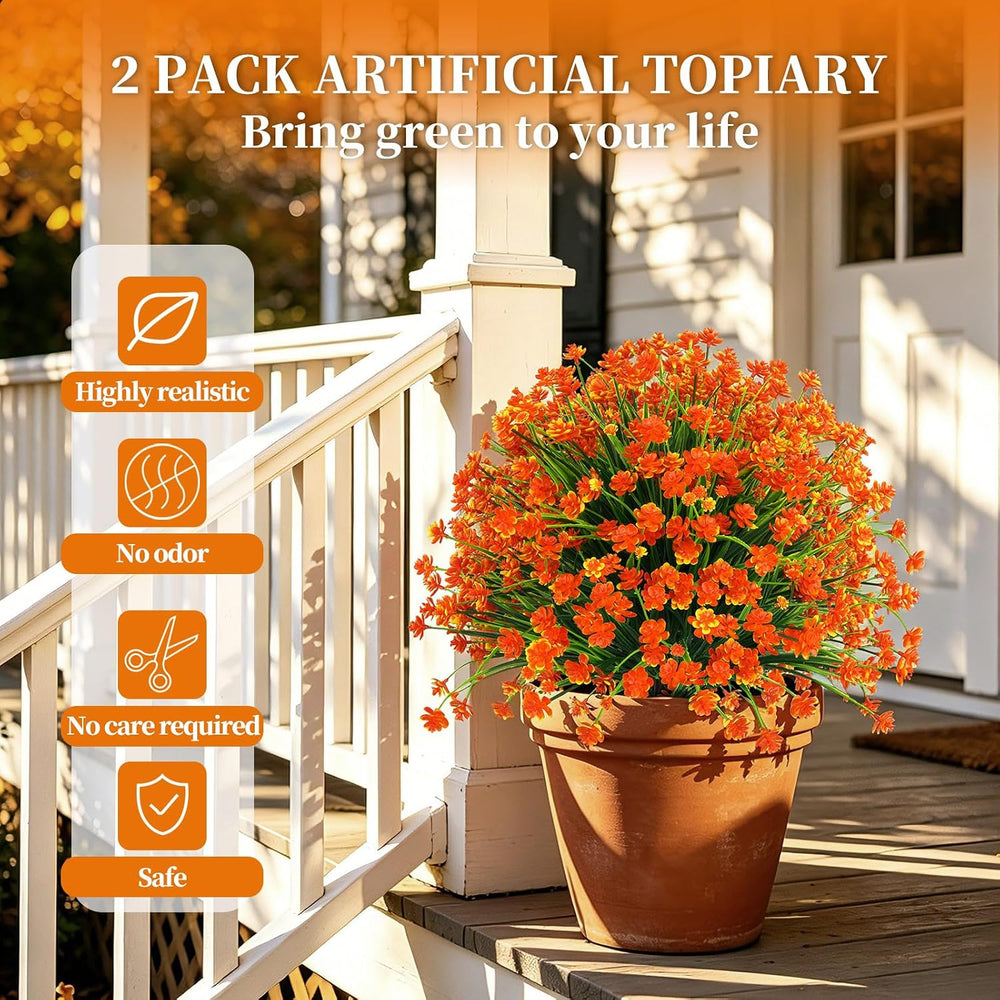 2 Pack Fall Artificial Flower Topiary Balls with Ground Spike