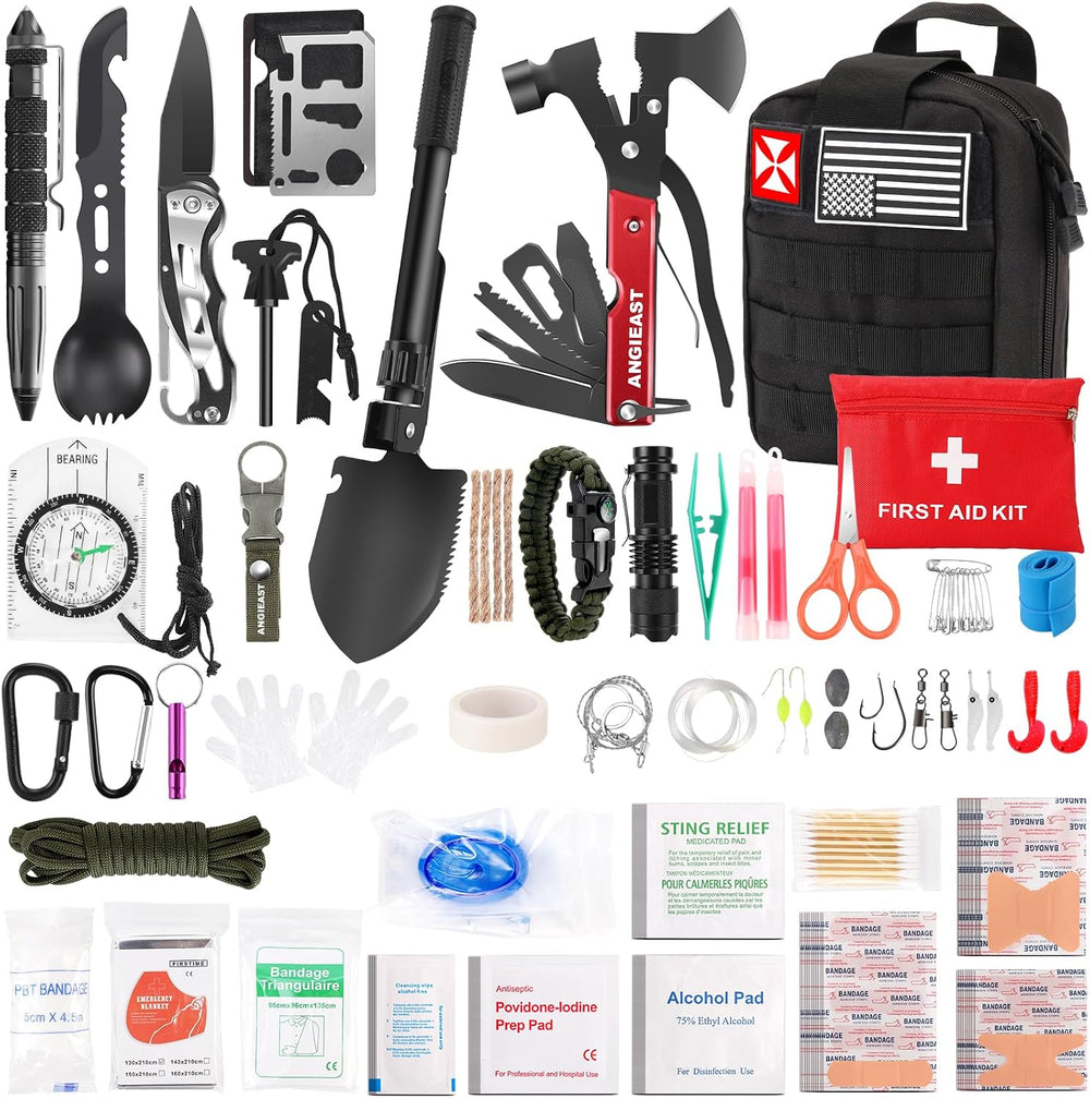 Survival Kit 256 in 1, First Aid Kit Survival Gear Tools Trauma Kit with Moll...