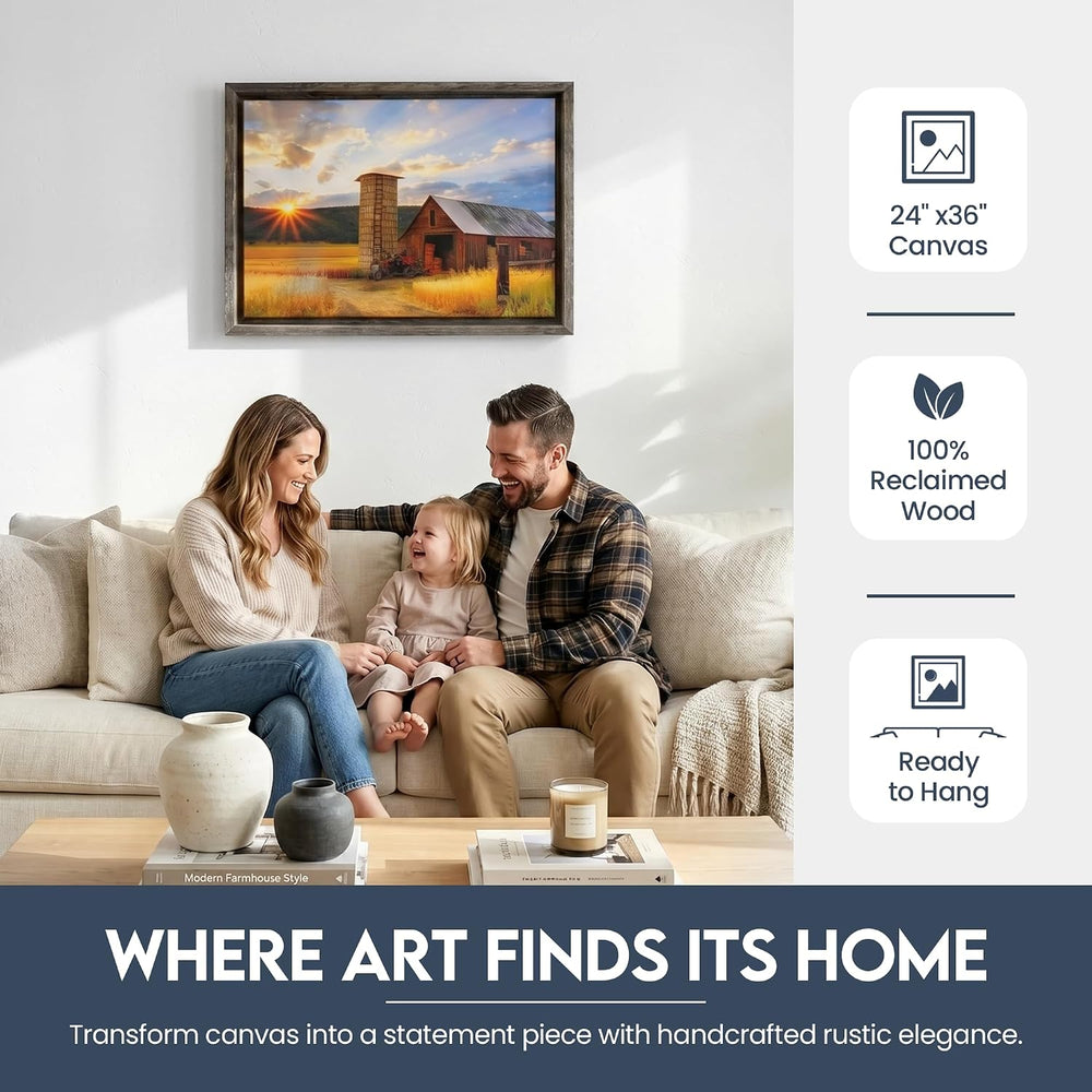 BARNWOODUSA | Rustic Barnwood Canvas Frame | For Oil Paintings & Wall Art...