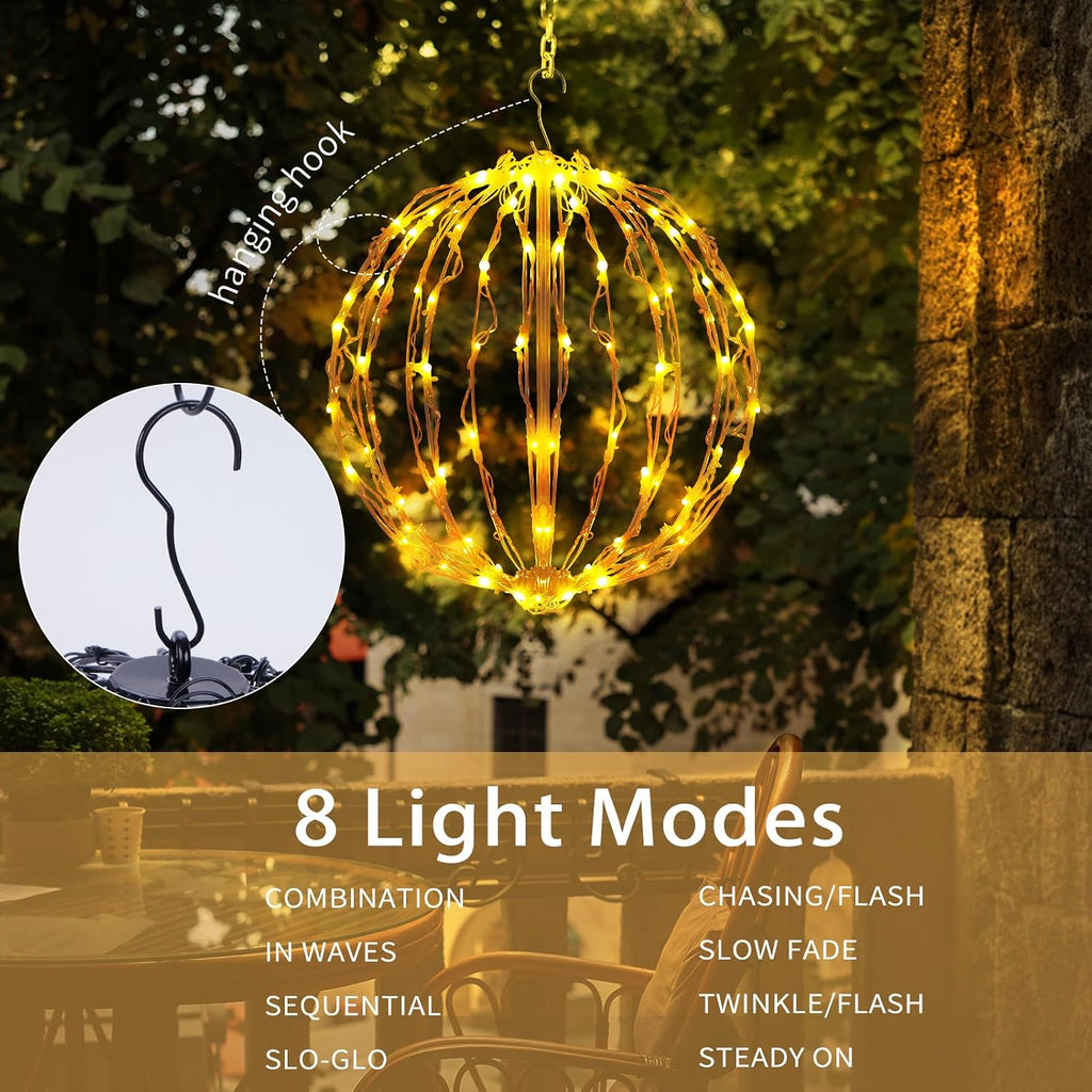 12 inch christmas ball lights, 3 pack outdoor, side view