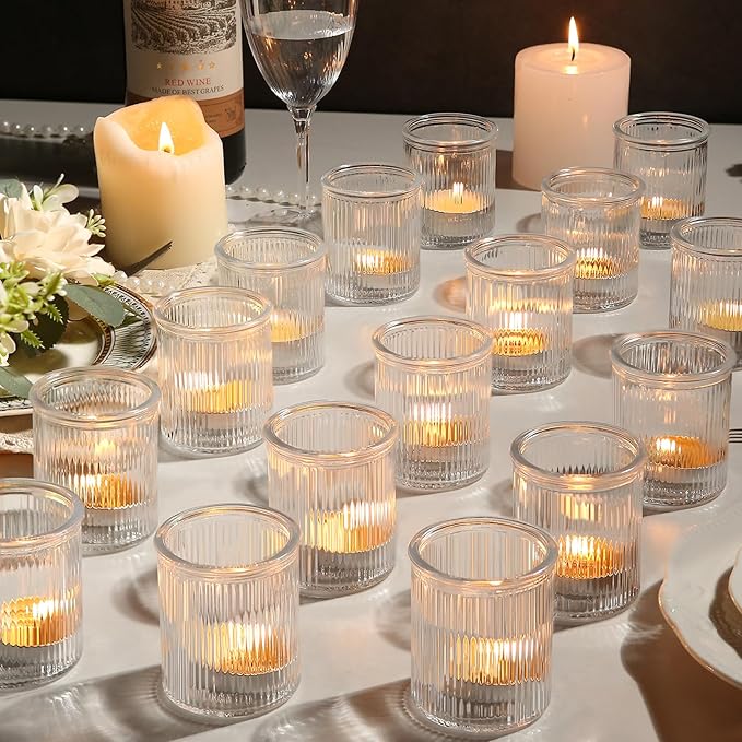 36pcs Votive Candle Holders - Clear Votives Glass Tea Light Candle Holders Bulk, Tea Lights Candles Holder for Home Party Wedding Decoration & Gift (Clear)