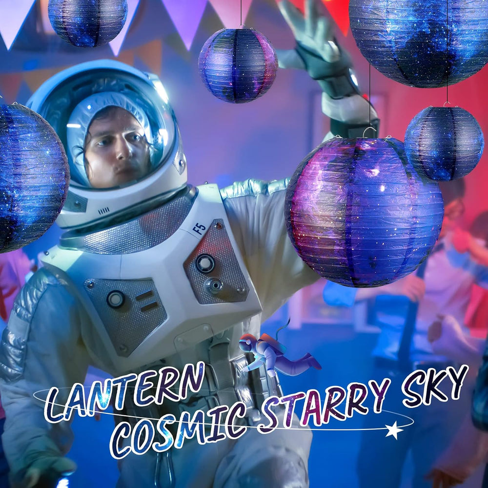 Hortsun 20 Pcs Galaxy Paper Lanterns Space Themed Hanging Party Decorations