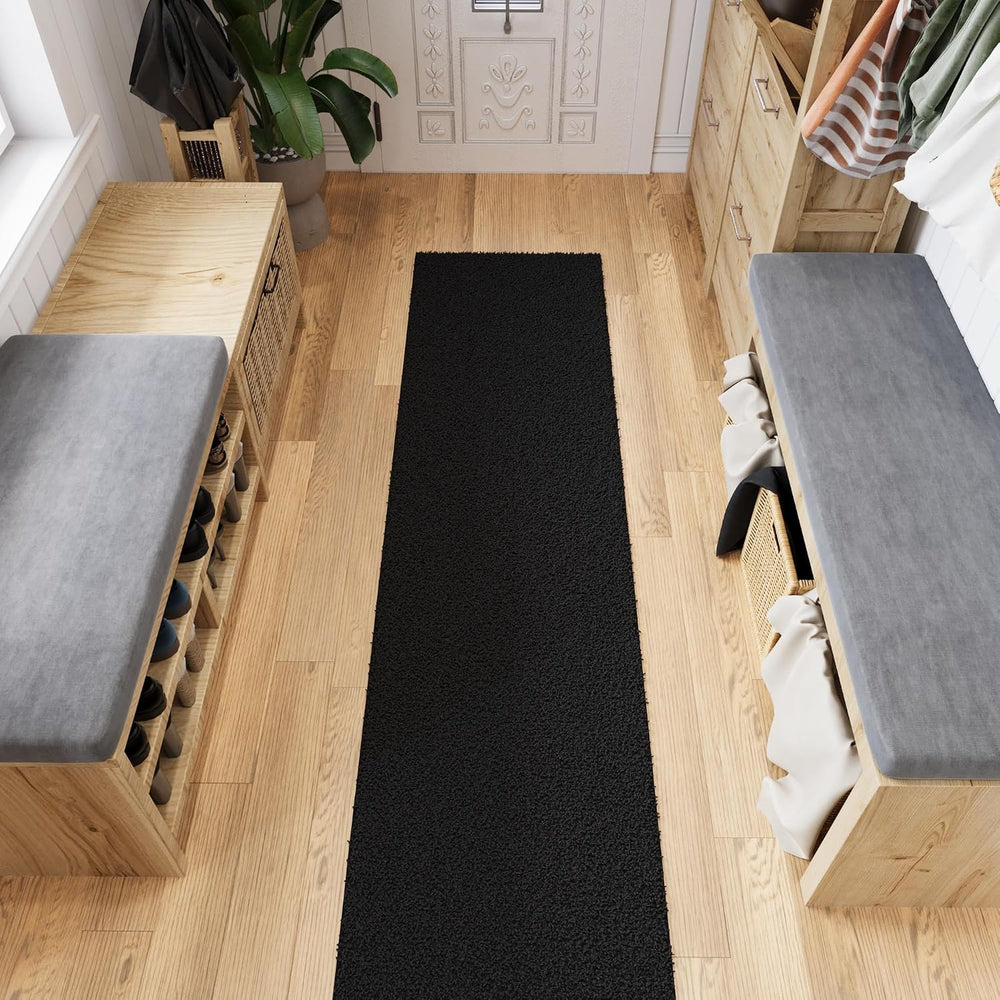 Ottomanson Long Shag Runner Rug 2' x 18', Fluffy Extra Long Hallway R...
