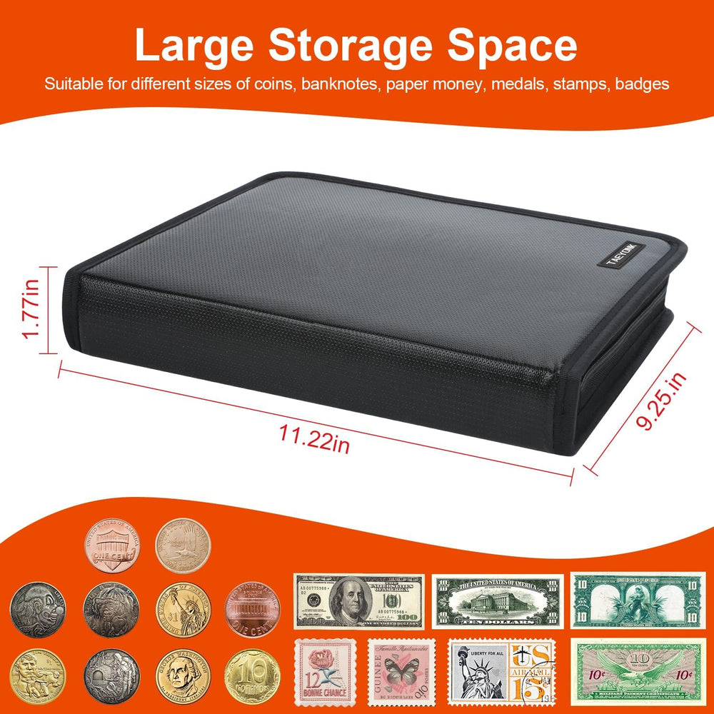 Coin Collection Book Holder for Collectors, 520 Pockets Fireproof Coins Colle...