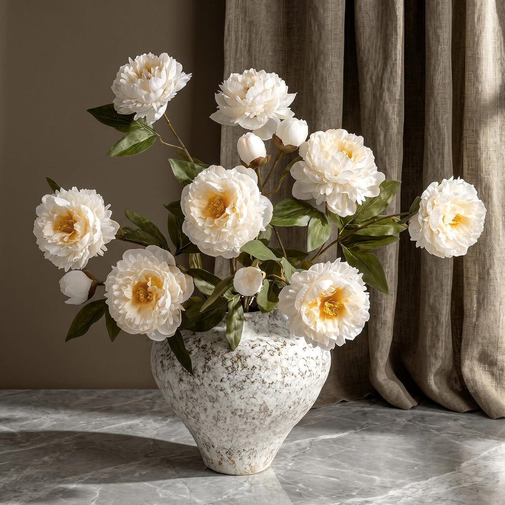 Peonies Artificial Flowers Faux Silk Peonies Stems Real Look Fake Peonies Bra...