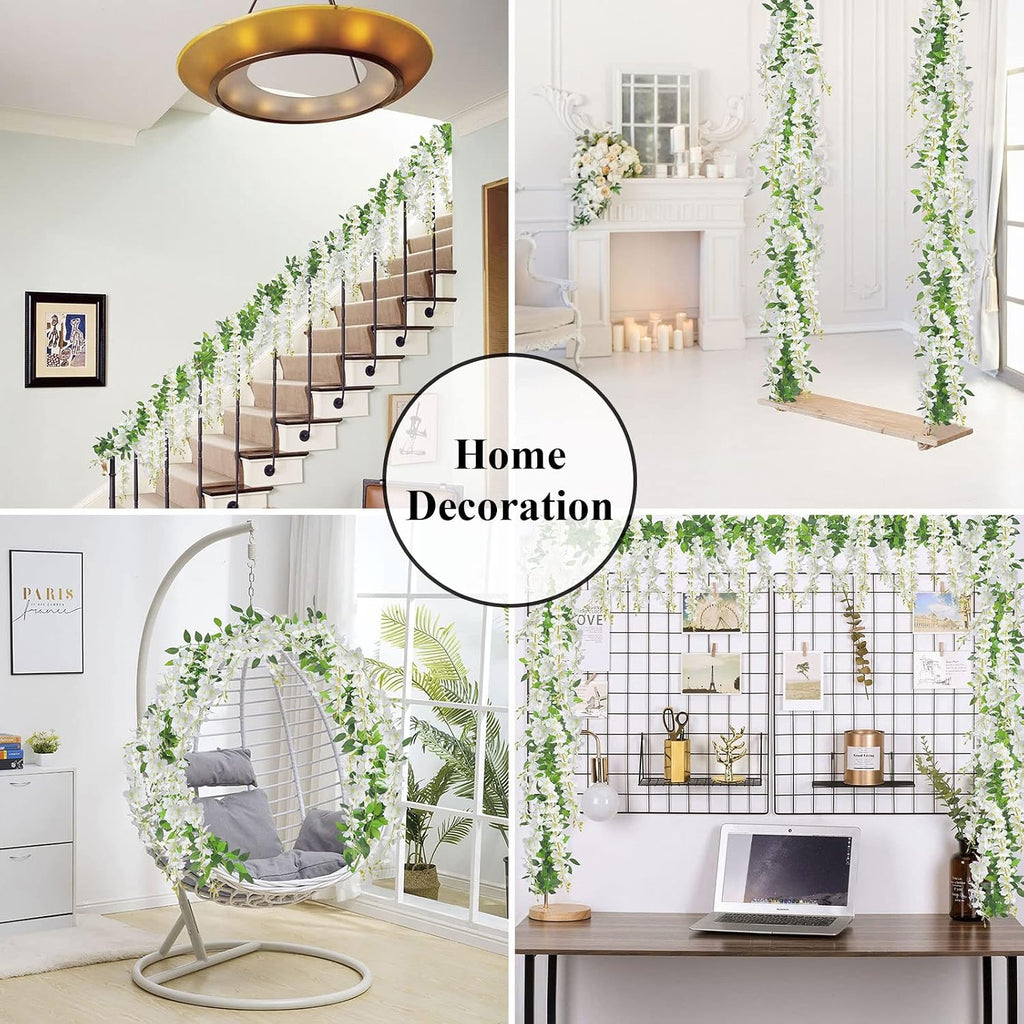 U'Artlines 20Pcs 7.2 Ft/Piece Artificial Wisteria Garland White