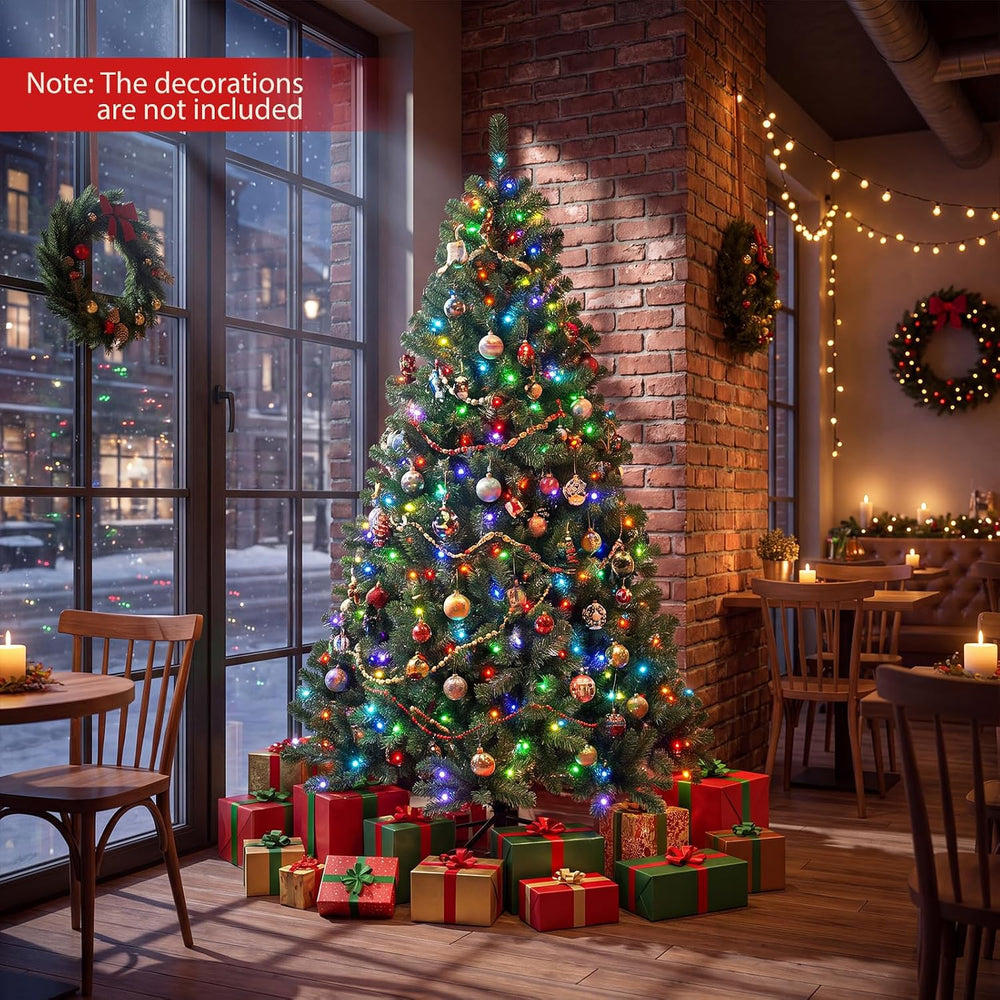 HAPPYGRILL 6 FT Prelit Artificial Christmas Tree with 300 Smart RGB Lights